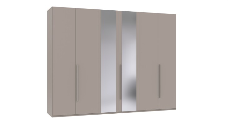 Drehtürenschrank >LONDON< in SAHARAGRAU / SPIEGEL - 270x208x58cm (BxHxT)