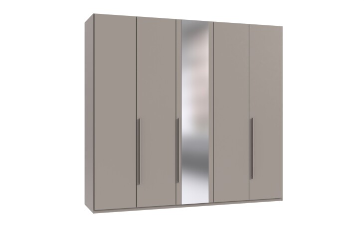 Drehtürenschrank >LONDON< in SAHARAGRAU / SPIEGEL - 225x208x58cm (BxHxT)