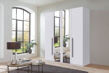 Drehtürenschrank >LONDON< in WEISS / SPIEGEL -...