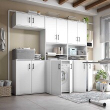 Waschmaschinenumbauschrank >Laundry< (2er-Set) in Weiß - 73x206x67 (BxHxT)
