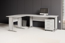 Büro-Set >Office Line< (3-tlg.) in Weiß, Holzwerkstoff - 220x186x170cm (BxHxT)