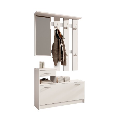 Kompaktgarderobe >Vera< (2-tlg.) in Weiß, Holzwerkstoff - 100x190x26cm (BxHxT)