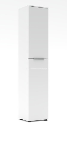 Aktenschrank >Santorin< in Weiß, Holzwerkstoff / Glas - 40x198x38cm (BxHxT)