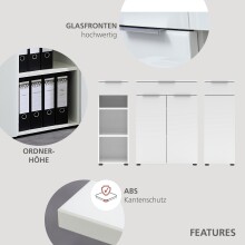 Aktenschrank >Santorin< in Weiß, Holzwerkstoff / Glas - 80x110x38cm (BxHxT)
