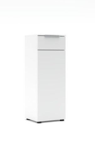 Aktenschrank >Santorin< in Weiß, Holzwerkstoff / Glas - 40x110x38cm (BxHxT)