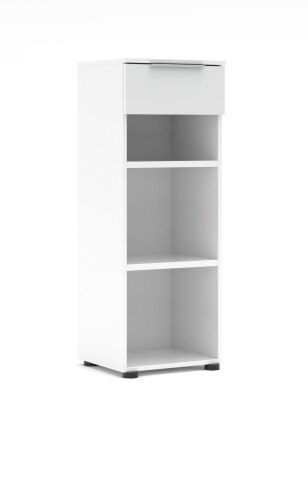 Aktenregal >Santorin< in Weiß, Holzwerkstoff / Glas - 40x110x38cm (BxHxT)