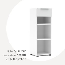 Aktenregal >Santorin< in Weiß, Holzwerkstoff / Glas - 40x110x38cm (BxHxT)