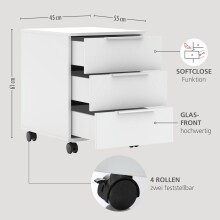 Container >Santorin< in Weiß, Holzwerkstoff / Glas - 45x61x55cm (BxHxT)