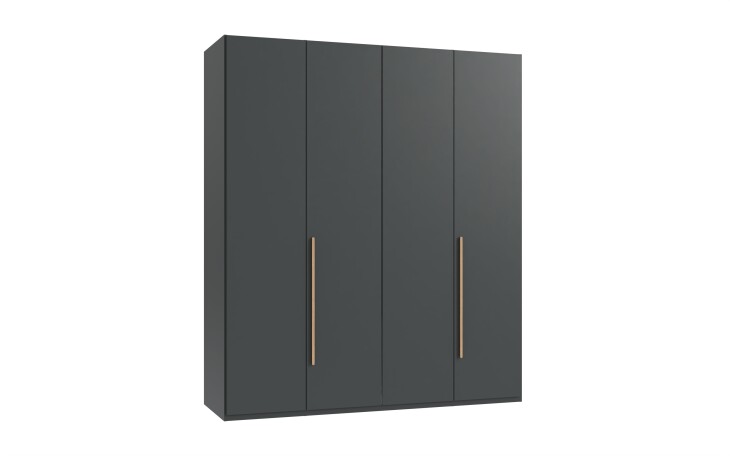 Drehtürenschrank >LONDON< inkl. Inneneinteilung, GRAFIT - 180x208x58cm (BxHxT)