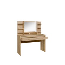 Schminktisch >LISSON< in Mauvella Eiche inkl. Beleuchtung - 120x141x42cm (BxHxT)