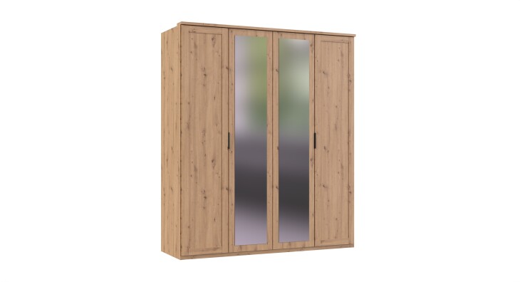 Drehtürenschrank >NADJA< in ARTISAN EICHE DEKOR / SPIEGEL - 180x208x58cm (BxHxT)