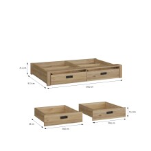 Bettschubkasten >JYTANA< in Mauvella Eiche Dekor - 128,2x21,2x91,5cm (BxHxT)