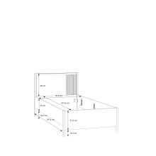 Bett >JYTANA< in Mauvella Eiche Dekor - 97,9x89,7x206,9cm (BxHxT)