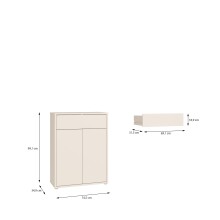 Schuhkommode >ALICE SPRINGS< in Sand - 74,5x99,1x34,9cm (BxHxT)