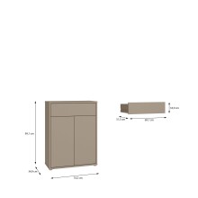 Schuhkommode >ALICE SPRINGS< in Taupe - 74,5x99,1x34,9cm (BxHxT)