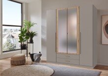 Drehtürenschrank >MARBURG< in SAHARAGRAU + ARTISAN - 180x199x58cm (BxHxT)