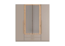 Drehtürenschrank >MARBURG< in SAHARAGRAU + ARTISAN - 180x199x58cm (BxHxT)