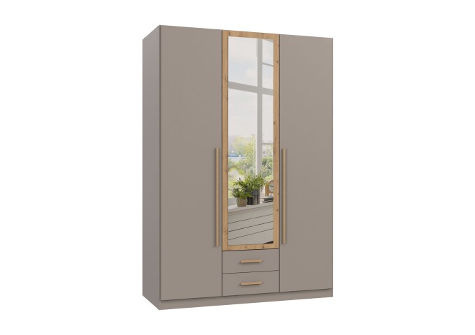 Drehtürenschrank >MARBURG< in SAHARAGRAU + ARTISAN - 135x199x58cm (BxHxT)