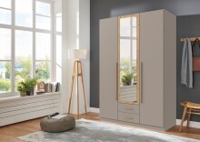 Drehtürenschrank >MARBURG< in SAHARAGRAU + ARTISAN - 135x199x58cm (BxHxT)