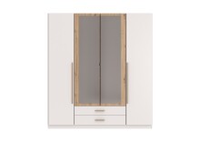 Drehtürenschrank >MARBURG< in WEISS + ARTISAN - 180x199x58cm (BxHxT)