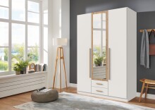 Drehtürenschrank >MARBURG< in WEISS + ARTISAN - 135x199x58cm (BxHxT)