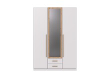 Drehtürenschrank >MARBURG< in WEISS + ARTISAN - 135x199x58cm (BxHxT)