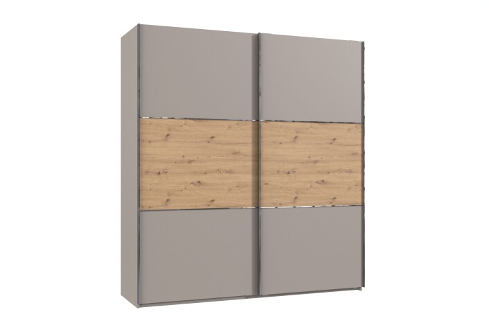 Schwebetürenschrank >indiana A< in SAHARAGRAU / ARTISAN - 200x216x65cm (BxHxT)