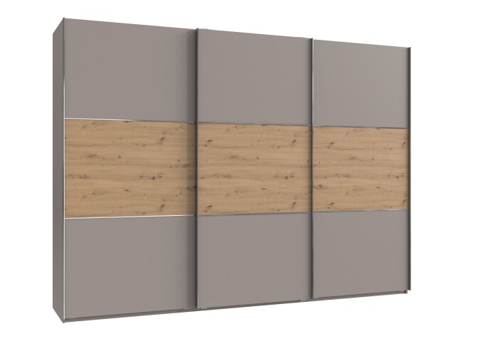 Schwebetürenschrank >indiana A< in SAHARAGRAU / ARTISAN - 300x216x65cm (BxHxT)
