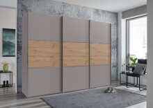 Schwebetürenschrank >indiana A< in SAHARAGRAU / ARTISAN - 300x216x65cm (BxHxT)