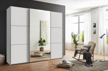 Schwebetürenschrank >indiana A< in WEISS / SPIEGEL - 250x216x65cm (BxHxT)