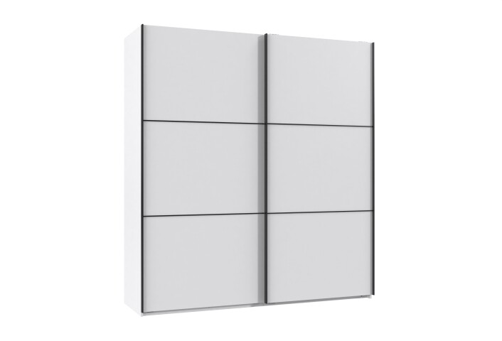 Schwebetürenschrank >indiana A< in WEISS - 200x216x65cm (BxHxT)