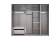 Schwebetürenschrank >indiana A< in WEISS / SPIEGEL  - 250x216x65cm (BxHxT)