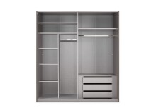 Schwebetürenschrank >indiana A< in SAHARAGRAU / SPIEGEL - 200x216x65cm (BxHxT)