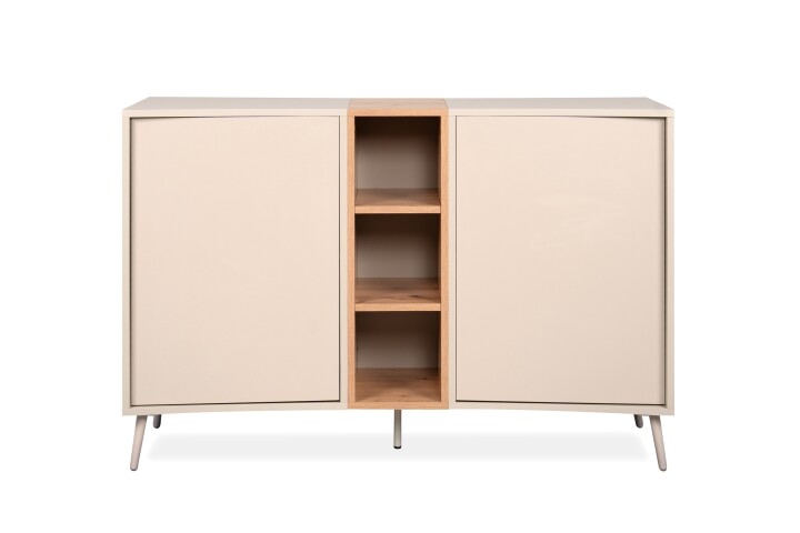 Sideboard >Sinop< in Sand / Artisan Eiche Dekor - 135x90x37,5 (BxHxT)
