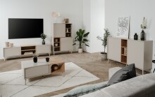 Sideboard >Sinop< in Sand / Artisan Eiche Dekor - 135x90x37,5 (BxHxT)