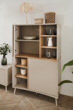 Highboard >Sinop< in Sand / Artisan Eiche Dekor - 90x140x37,5 (BxHxT)
