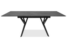 Kulissen-Esstisch >Pula< ausziehbar auf 200cm, Stein Dekor dunkel / schwarz - 160x76x90 (BxHxT)