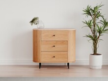 Schubkastenkommode >Fabia< in Travertin / Eiche Dekor - 80x72x40 (BxHxT)