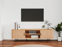 Lowboard >Kajsa< in Dekor Eiche, Holzwerkstoff - 160x45x40cm (BxHxT)