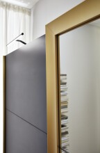 Schwebetürenschrank >KATAR< in GRAPHIT + GOLDFARBIG MATT - 270x208x64cm (BxHxT)