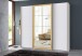Schwebetürenschrank >KATAR< in WEISS + GOLD MATT - 225x208x64cm (BxHxT)