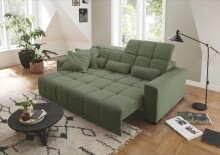 Big-Sofa >Maggy< Sitztiefen- / Kopfteilverstellung, Cord oliv - 242x110x121cm (BxHxT)