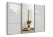 Schwebetürenschrank >indiana C< in WEISS + GLAS / SPIEGEL - 300x216x65cm (BxHxT)