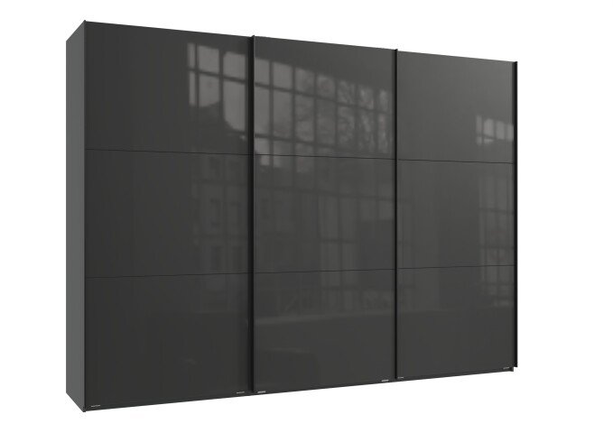 Schwebetürenschrank >indiana C< in GRAPHIT + GLASS GREY - 300x216x65cm (BxHxT)