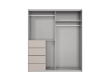 Schwebetürenschrank >BALI< in SAHARAGRAU + GLAS SAHARAGRAU - 180x208x64 (BxHxT)