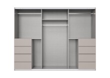 Schwebetürenschrank >BALI< in SAHARAGRAU + GLAS SAHARAGRAU - 270x208x64 (BxHxT)