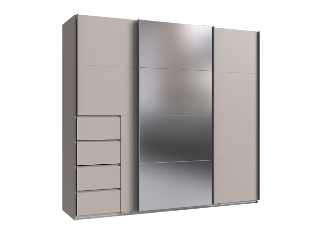 Schwebetürenschrank >BALI< in KASCHMIR + SPIEGEL - 225x208x64cm (BxHxT)