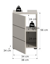 Waschbeckenunterschrank >Vira< in kaschmir - 38x56x34cm (BxHxT)