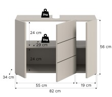 Waschbeckenunterschrank >Vira< in kaschmir - 82x56x34cm (BxHxT)