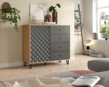 Highboard >Prisma< in Artisan Oak / Anthrazit matt...